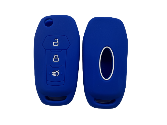 KU-CULLA228 CUBRE LLAVE DE SILICONA FORD ECOSPORT - KA - FIESTA - RANGER 3 BOTONES - COLOR AZUL