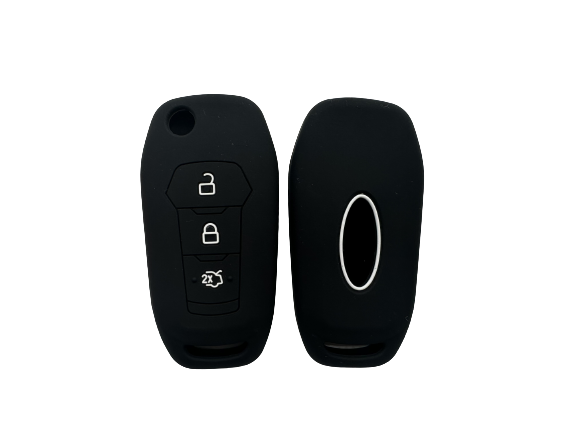 KU-CULLA227 CUBRE LLAVE DE SILICONA FORD ECOSPORT - KA - FIESTA - RANGER 3 BOTONES - COLOR NEGRO