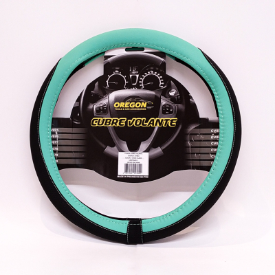 CV082 CUBRE VOLANTE MODELO TC2000 CUERO SINTENTICO NEGRO / VERDE AGUA 38*8.2CM 25 UNIDADES POR CAJA