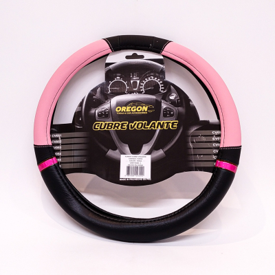 CV059 CUBRE VOLANTE MODELO NASCAR CUERO SINTENTICO NEGRO / ROSA 38*8.2CM 25 UNIDADES POR CAJA