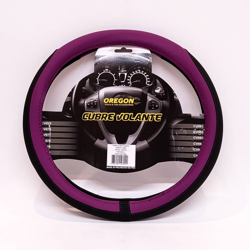 CV083 CUBRE VOLANTE MODELO TC2000 CUERO SINTENTICO NEGRO / VIOLETA 38*8.2CMCAJA MASTER 25 UNIDADES