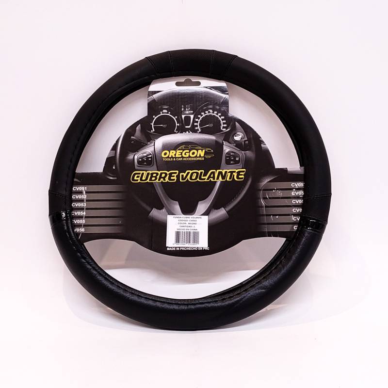 CV053 CUBRE VOLANTE MODELO NASCAR CUERO SINTENTICO NEGRO / NEGRO 38*8.2CM 25 UNIDADES POR CAJA