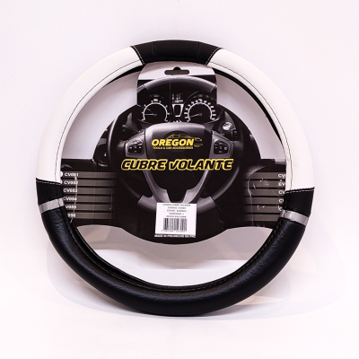 CV054 CUBRE VOLANTE MODELO NASCAR CUERO SINTENTICO NEGRO / BLANCO 38*8.2CM 25 UNIDADES POR CAJA