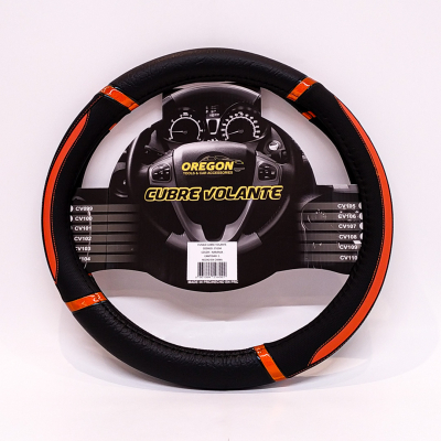 CV104 CUBRE VOLANTE MODELO DAYTONA CUERO SINTENTICO NEGRO / NARANJA 38*8.2CM 25 UNIDADES POR CAJA