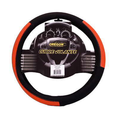 CV049 CUBRE VOLANTE MODELO LEMANS NEGRO / NARANJA CUERO SINTETICO  38*8.2CMCAJA MASTER 25 UNIDADES