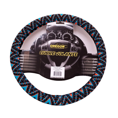 CV062 CUBRE VOLANTE MODELO CIRCO LOCO TELA NEGRO / AZUL  38*8.2CMCAJA MASTER 25 UNIDADES