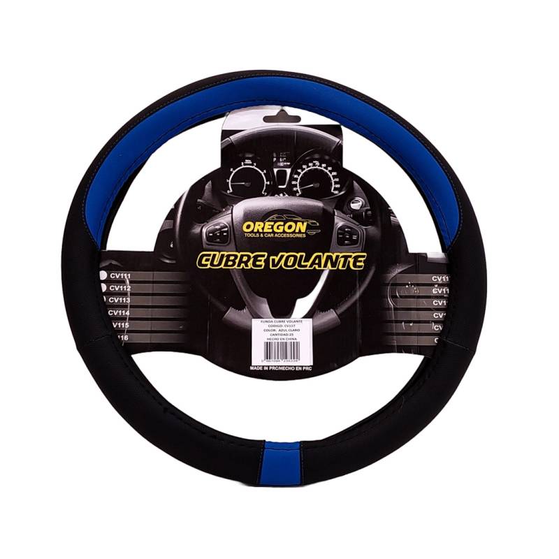 CV117 CUBRE VOLANTE MODELO NEED FOR SPEED CUERO SINTENTICO NEGRO / CELESTE 38*8.2CM 25 UNIDADES POR CAJA