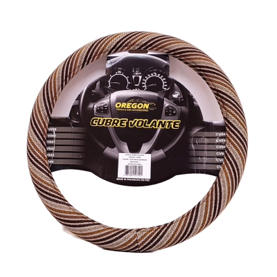 CV042 CUBRE VOLANTE MODELO WOODSTOCK HIPPIE TELA ESCALA BEIGE / MARRON 38*8.2CMCAJA MASTER 25 UNIDADES