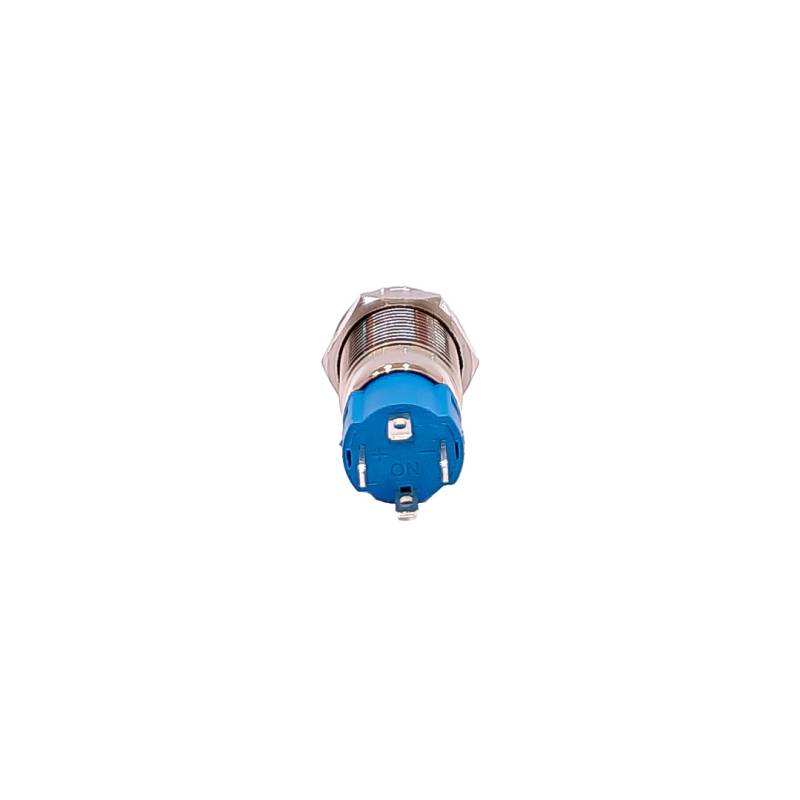 80183 INTERRUPTOR UNIVERSAL BOTON METALICO SELF LOCKFLAT 12MMBACKLIGHT LED AZUL