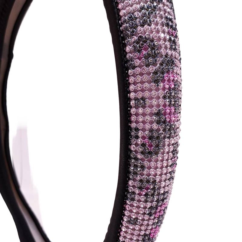 CV134 CUBRE VOLANTE GIRLS POWER - DIAMANTE ROSA LEOPARDO 38CM