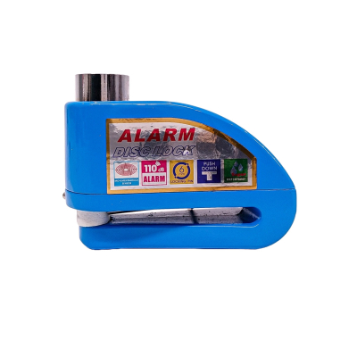 PIT011 TRABA DISCO CON ALARMA CANDADO BLINDADO CON ALARMA COLOR AZUL PARA DISCO DE MOTO / BICI Y DOS LLAVES