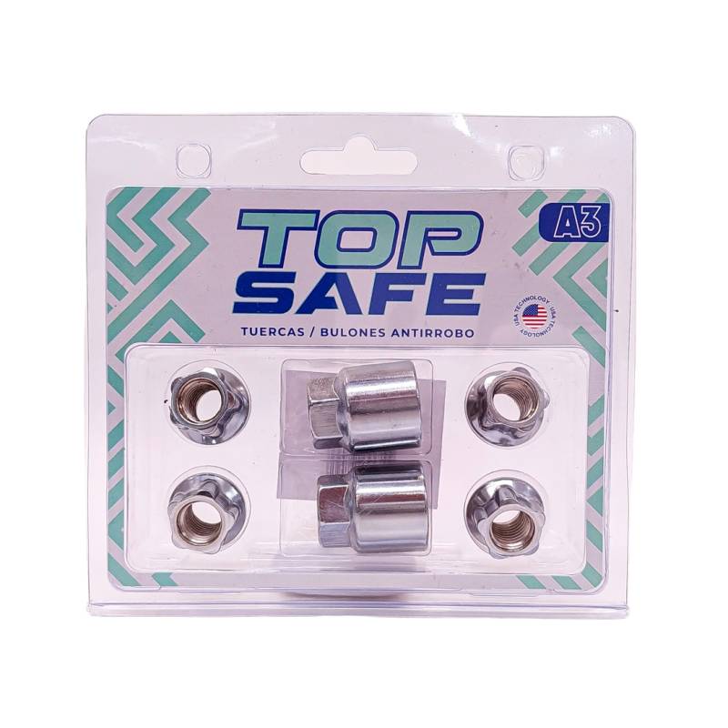 A3 BULON TUERCA ANTIRROBO ROSCA 12X1.5, HEXAGONO 19MM, LARGO 18MM. MARCAS: ALFA ROMEO / VOLVO / MAZDA / OPEL / CHEVROLET-GENERAL MOTORS / CHRYSLER-DODGE / DAIHA