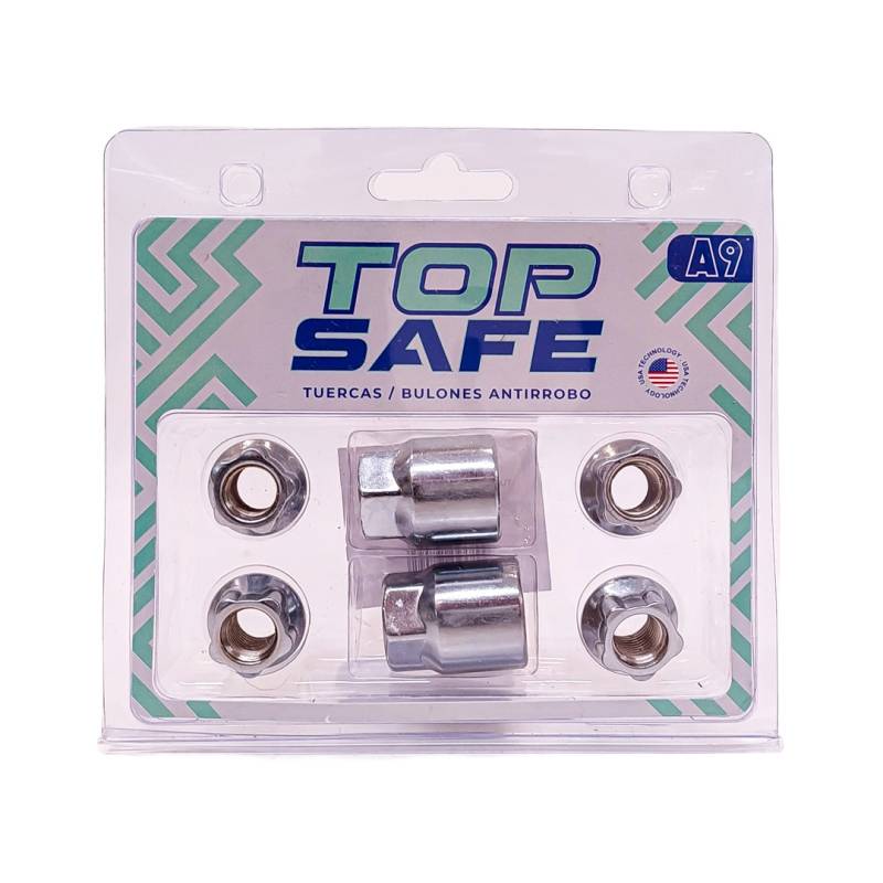 A9 BULON TUERCA ANTIRROBO ROSCA 12X1.25 CONICO, HEXAGONO 21MM, LARGO 17MM. MARCAS: NISSAN / SUBARU / DATSUN / RENAULT