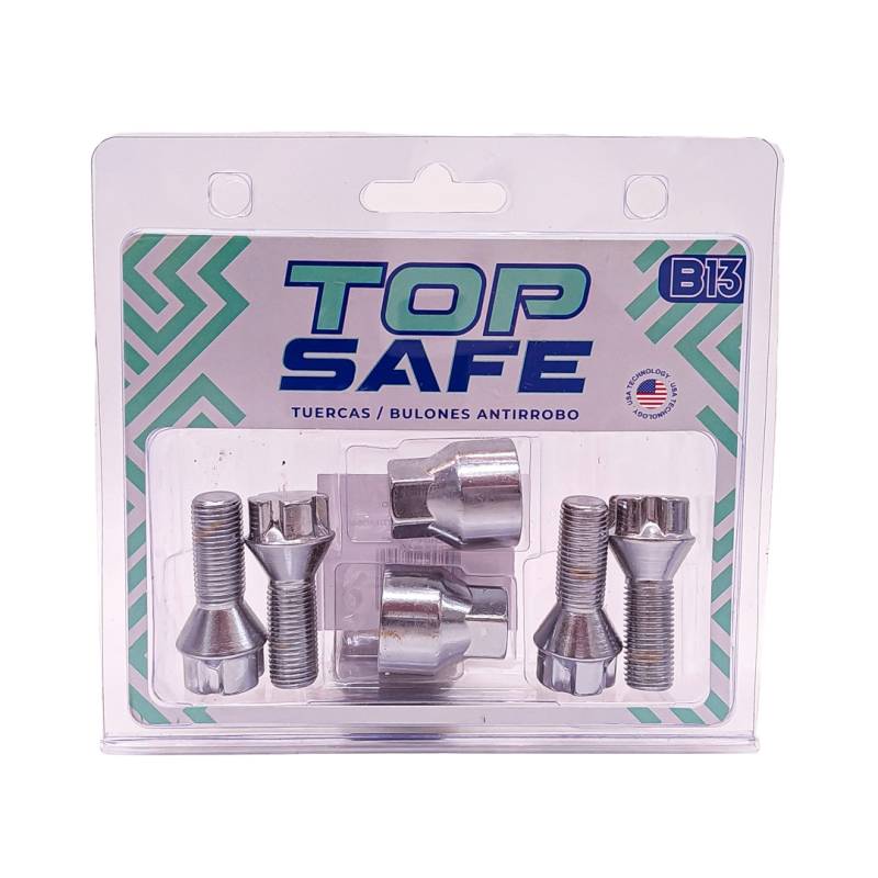 B13  BULON ANTIRROBO ROSCA 12X1.25, HEXAGONO 17MM, LARGO 26MM. MARCAS: ALFA ROMEO / PEUGEOT / CITROEN