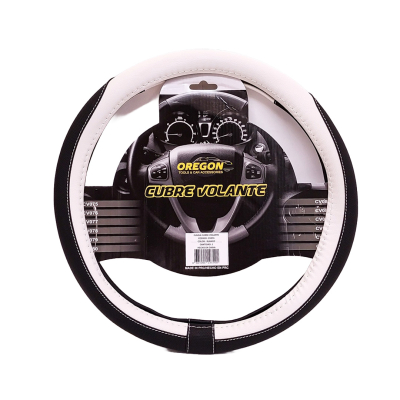 CV076 CUBRE VOLANTE MODELO TC2000 CUERO SINTENTICO NEGRO / BLANCO 38*8.2CM 25 UNIDADES POR CAJA