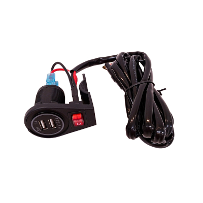KB-TOM012 ACCESORIO PARA CELULAR TOMA 12V USB DUAL 5V - 3.1A  CON INTERRUPTOR DE ENCENDIDO USO ESPECIAL PARA MOTOS