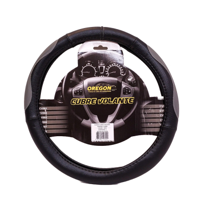 CV068 CUBRE VOLANTE MODELO INDIANAPOLIS 500 CUERO SINTENTICO NEGRO / GRIS 38*8.2CM 25 UNIDADES POR CAJA