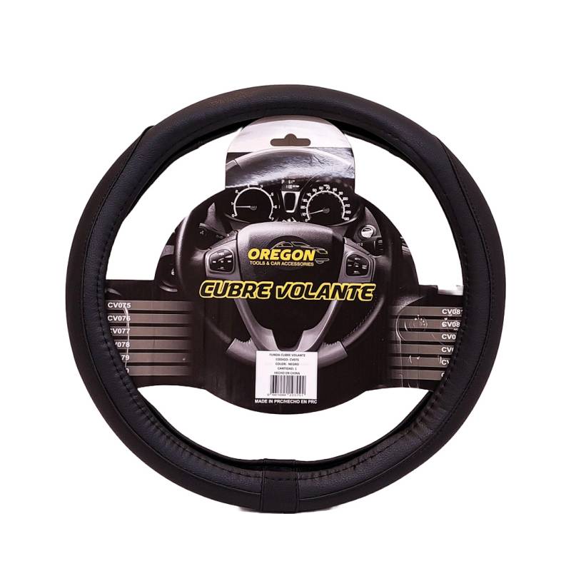 CV075 CUBRE VOLANTE MODELO TC2000 CUERO SINTENTICO NEGRO / NEGRO 38*8.2CM 25 UNIDADES POR CAJA