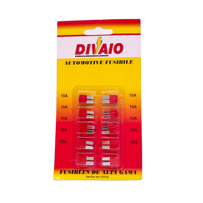 T201A10 FUSIBLE MINIFICHA TIPO FORD MODELO NUEVOS EN BLISTER (100 UNIDADES) X AMPER - 10 AMP
