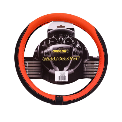 CV080 CUBRE VOLANTE MODELO TC2000 CUERO SINTENTICO NEGRO / NARANJA 38*8.2CM 25 UNIDADES POR CAJA