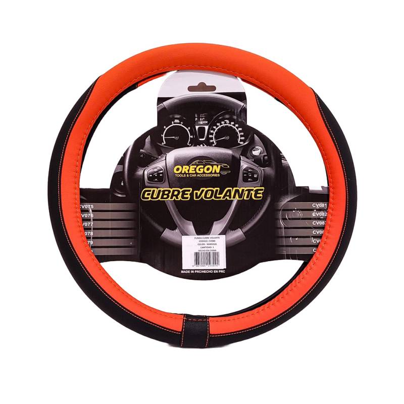 CV080 CUBRE VOLANTE MODELO TC2000 CUERO SINTENTICO NEGRO / NARANJA 38*8.2CM 25 UNIDADES POR CAJA