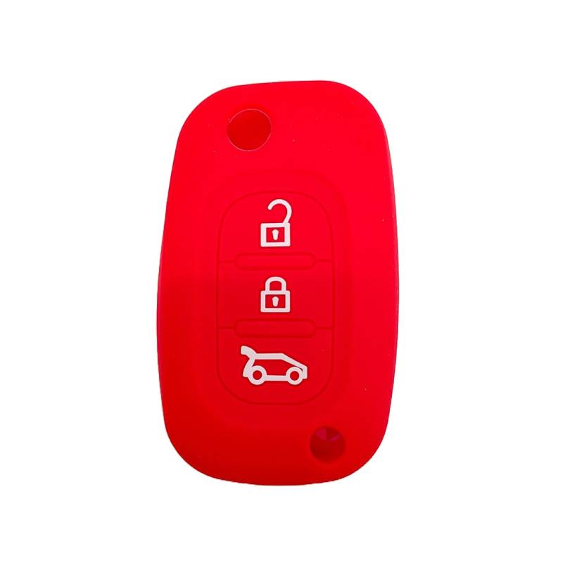 KU-CULLA194 CUBRE LLAVE DE SILICONA RENAUL FLUENCE NAVAJA 3 BOTONES - COLOR ROJO