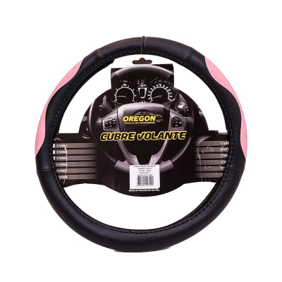 CV072 CUBRE VOLANTE MODELO INDIANAPOLIS 500 CUERO SINTENTICO NEGRO / ROSA 38*8.2CM 25 UNIDADES POR CAJA