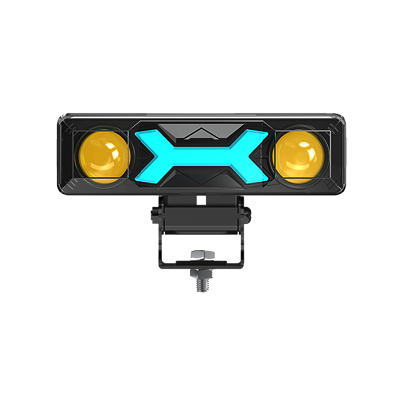 DJ712MAX OFF ROAD FARO DE LED UNIVERSAL LUZ LED BLANCA Y AMBAR CON FUNCIONES ESTABLE Y FLASH INDIVIDUALES Y COMBINADAS 9V-36V 1 LED - 40 WATTS  MEDIDAS 140 * 30