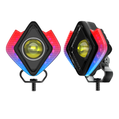 DJ712RUAR OFF ROAD FARO DE LED UNIVERSAL LUZ LED BLANCA ESTABLE CON LUZ MULTICOLOR RUNNING AL COSTADO 9V-36V 1 LED - 50 WATTS