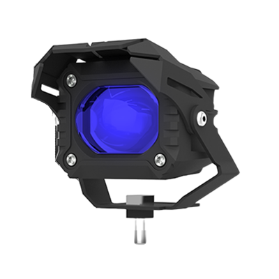 DJ712ULTBLUE OFF ROAD FARO DE LED UNIVERSAL LUZ LED BLANCA Y AMBAR ESTABLE CON OJO DE ANGEL DAYTIME RUNNING ROJO Y ARO ROJO 9V-36V 1 LED - 40 WATTS  MEDIDAS 59*