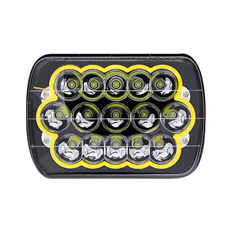 DJ5930HAWHITE OFF ROAD FARO DE LED UNIVERSAL LUZ LED BLANCA CON FUNCION ALTA Y BAJA Y OJO DE ANGEL BLANCO 9V-36V 15 LED - 60 WATTS  MEDIDAS 7