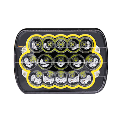 DJ5930HABLUE OFF ROAD FARO DE LED UNIVERSAL LUZ LED BLANCA CON FUNCION ALTA Y BAJA Y OJO DE ANGEL AZUL 9V-36V 15 LED - 60 WATTS  MEDIDAS 7
