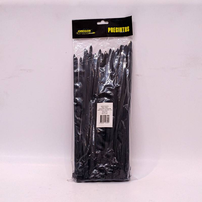 N900015 BOLSA DE PRECINTOS (100 UNIDADES) 300MM LARGO X 7.5 MM ANCHO - 55 KG COLOR NEGRO