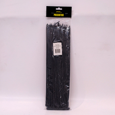 N900013 BOLSA DE PRECINTOS (100 UNIDADES) 380MM LARGO X 4.7MM ANCHO - 22KG COLOR NEGRO 