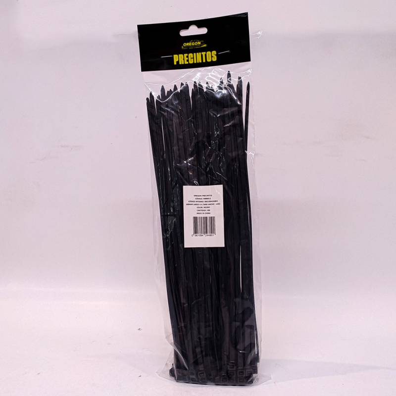 N900012 BOLSA DE PRECINTOS (100 UNIDADES) 300MM LARGO X 4.7MM ANCHO - 22KG COLOR NEGRO