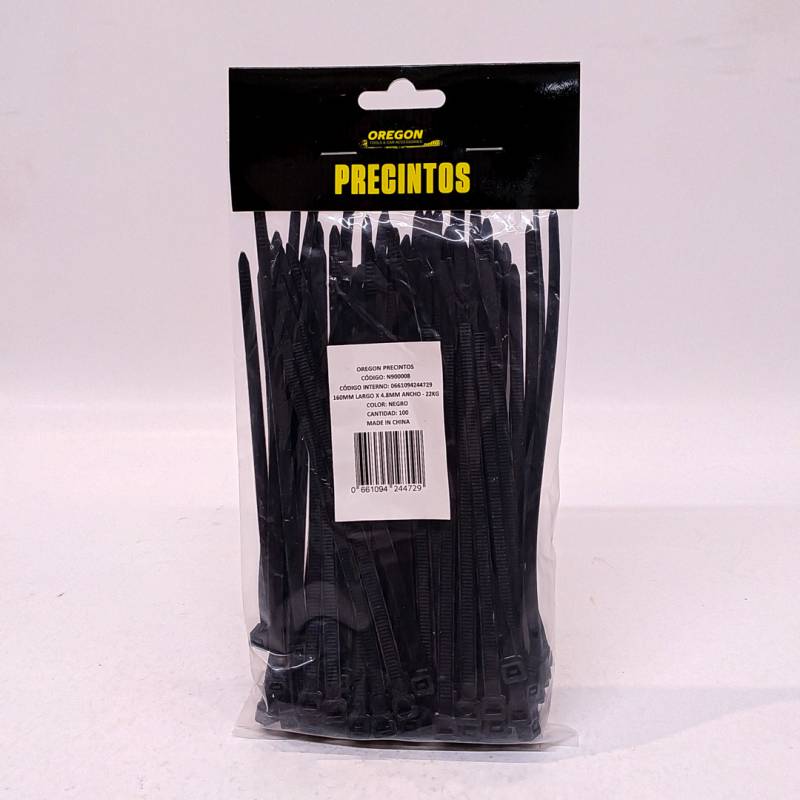 N900008 BOLSA DE PRECINTOS (100 UNIDADES) 160MM LARGO X 4.8MM ANCHO - 22KG COLOR NEGRO 5