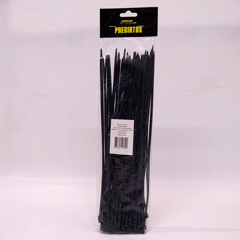 N900007 BOLSA DE PRECINTOS (100 UNIDADES) 300MM LARGO X 3.6MM ANCHO  -18KG COLOR NEGRO