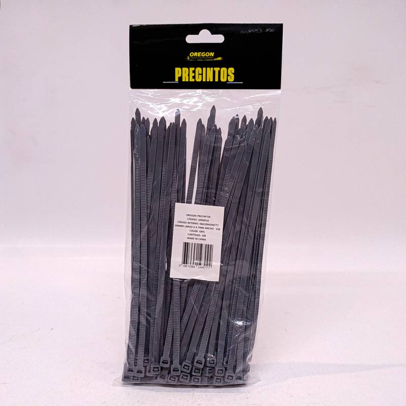 G900010 BOLSA DE PRECINTOS (100 UNIDADES) 200MM LARGO X 4.7MM ANCHO - 22K COLOR GRIS