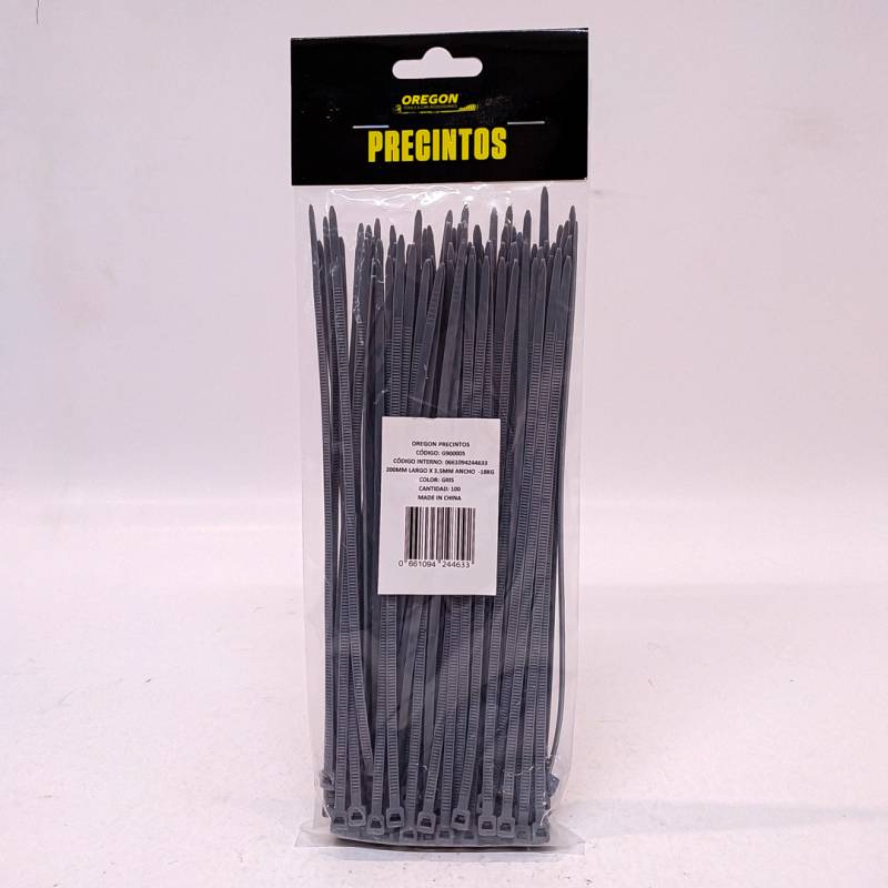 G900005 BOLSA DE PRECINTOS (100 UNIDADES) 200MM LARGO X 3.5MM ANCHO  -18KG COLOR GRIS