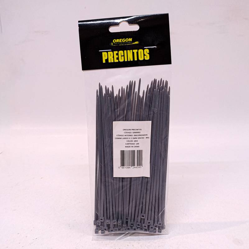 G900002 BOLSA DE PRECINTOS (100 UNIDADES) 150MM LARGO X 2.5MM ANCHO - 8KG COLOR GRIS