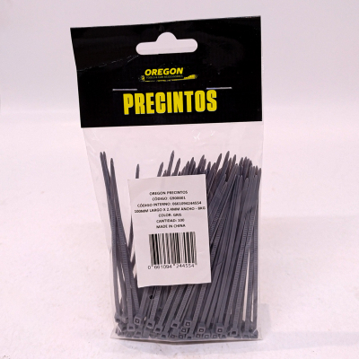 G900001 BOLSA DE PRECINTOS (100 UNIDADES) 100MM LARGO X 2.4MM ANCHO - 8KG COLOR GRIS