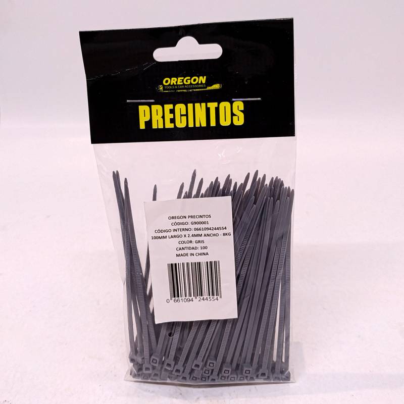 G900001 BOLSA DE PRECINTOS (100 UNIDADES) 100MM LARGO X 2.4MM ANCHO - 8KG COLOR GRIS