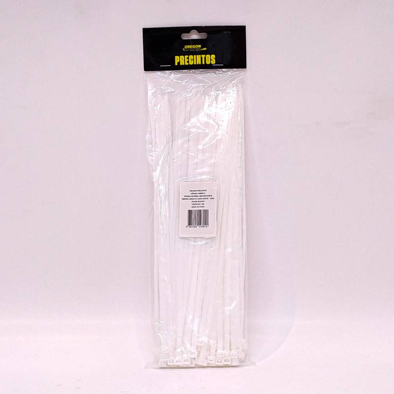 B900012 BOLSA DE PRECINTOS (100 UNIDADES) 300MM LARGO X 4.7MM ANCHO - 22KG COLOR BLANCO