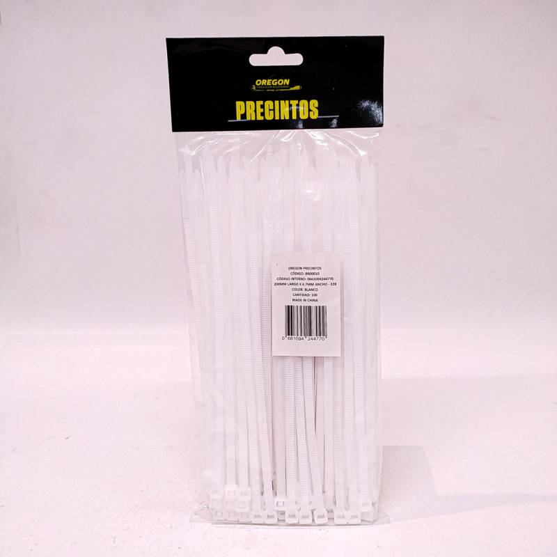 B900010 BOLSA DE PRECINTOS (100 UNIDADES) 200MM LARGO X 4.7MM ANCHO - 22K COLOR BLANCO