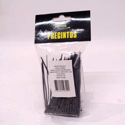 N900000 BOLSA DE PRECINTOS (100 UNIDADES) 80MM LARGO X 2.4MM ANCHO - 8KG COLOR NEGRO