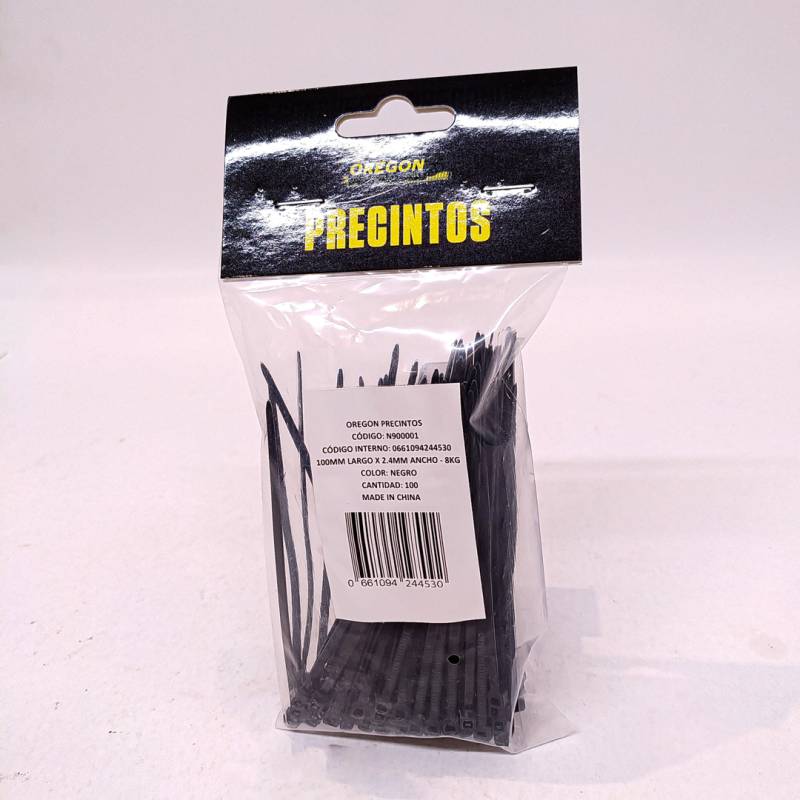 N900000 BOLSA DE PRECINTOS (100 UNIDADES) 80MM LARGO X 2.4MM ANCHO - 8KG COLOR NEGRO