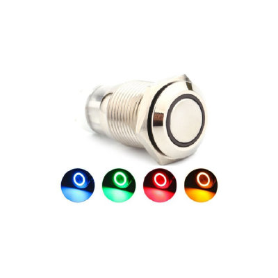 80180 INTERRUPTOR UNIVERSAL BOTON METALICO SELF LOCKFLAT 10MMBACKLIGHT LED AZUL