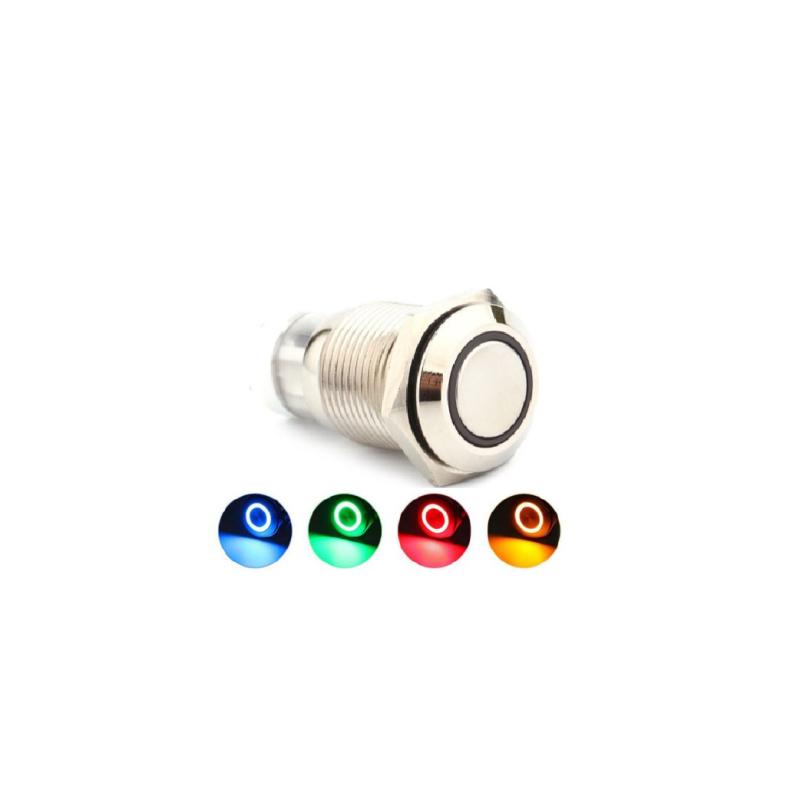 80173 INTERRUPTOR UNIVERSAL BOTON METALICO PULSADORFLAT 12MMBACKLIGHT LED BLANCO