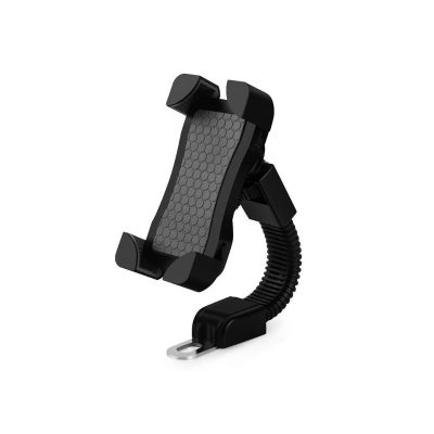 KB-SOP-020B ACCESORIO PARA CELULAR SOPORTE DE CELULAR UNIVERSAL PARA MOTOS Y BICICLETAS CON ENGANCHE PARA ESPEJO RETROVISOR Y ROTACION 360 GRADOS COLOR NEGRO