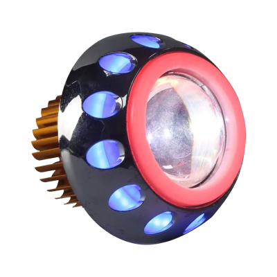 DJ715MULTI OFF ROAD FARO DE LED UNIVERSAL LUZ LED BLANCA ESTABLE CON FUNCION FLASH Y OJO DE ANGEL AZUL, ROJO Y AMBAR 9V-36V 1 LED - 30 WATTS  MEDIDAS 84 X 90 mm